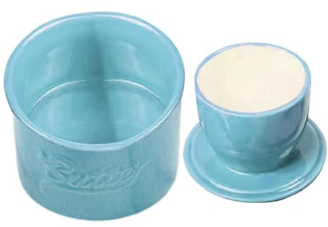 Beurrier de comptoir en céramique avec couvercle, en porcelaine, matériau durable, design élégant, 10,5 x 10 x 7,6 cm, blanc, rouge, pour ustensiles de cuisine