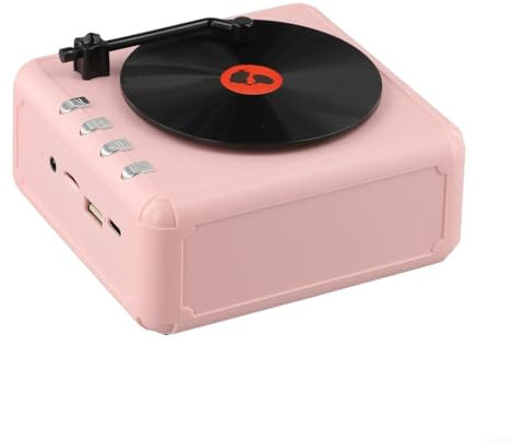 Retro-Radio, Vintage-Lautsprecher mit UKW-Radios, kleinen, tragbaren Radios und 800-mAh-Akku, 5 Stunden Spielzeit, unterstützt TF-Karte, USB, 5-W-Lautsprecher (Rosa)