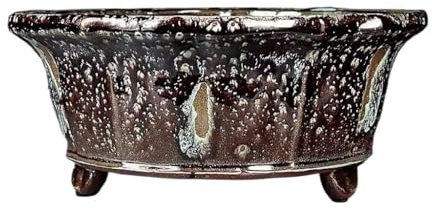 Vasi per Piante da Interno Vasi for piante 10 pollici Viola Argilla Colorata Smaltato Bonsai Fioriera Fatta a Mano Crisantemo Ruota a Forma di Fioriera Smaltata Fiore Legno Misto Vasi for Piante Verdi