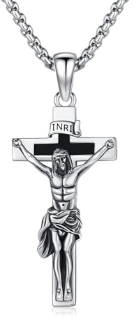 ZIPPICE Kreuz Kette 925 Sterling Silber Kruzifix Kette Kreuzkette Jesus Anhänger Halskette Amulett Halskette Schmuck Geschenk für Herren