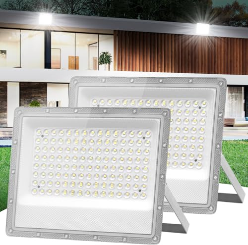 Dibaful 2 Stück 100W LED Strahler Außen Scheinwerfer | Außenstrahler 6500K Kaltweiß IP66 Wasserdicht | LED Fluter für Garten Sportplatz