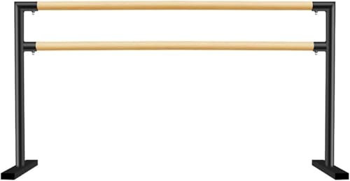 CAFIEDR Doppellagige Ballettstange aus Holz für das Fitnessstudio zu Hause, tragbare Tanzstange für Stretching- und Pilates-Training, einstellbare Höhe, stabile Basis f(Schwarz 250cm)
