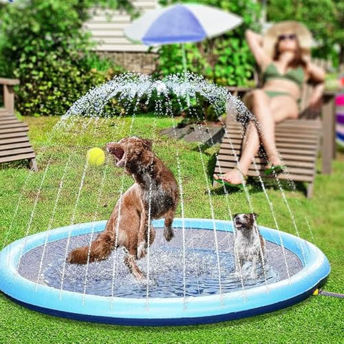 Kids Splash Pad For Outside, Childrens Water Sprinkler Mat, Dog Paddling Pool Splash Mats, Non-Slip Outdoor Pool Spray Mat, For Children Kids Boys Girls
