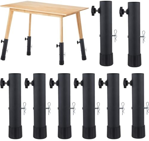 MAKTSAM Set di 8 estensori per gambe da tavolo resistenti con 8 chiusure e 8 perni di bloccaggio, alzate regolabili per mobili da 20 cm, per tavoli e sedie