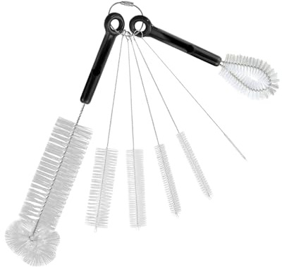 Amesor Set de Brosses pour Biberons | 7 Pièces Ensemble De Nettoyage pour Biberon - Brosse Flexible Multifonctionnelle pour Pailles, Tasse d'eau, Bocal à Col Étroit, Couvercle, Cuisine, Café,