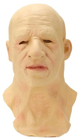 Culnflun Maschera da uomo anziano, Copertura completa per la testa di uomo anziano in lattice realistico, Maschera per il viso di Halloween Copertura per il viso antirughe Puntelli