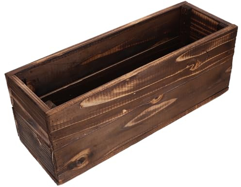 DOITOOL Macetero de Madera Carbonizada para Suculentas Jardineras Grandes Rectangulares para Balcón con Instalación Barandilla Caja Rústica para Plantas de Exterior y Decoración de Jardín