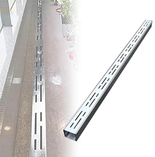 Canaletta Scolo Acqua Piovana, Canale di Scolo Esterno Kit di Grondaie E Griglie di Drenaggio Lineari in Acciaio Inossidabile Canale di Drenaggio Esterno con Griglia Rimovibile(5x5cm/2x2in)