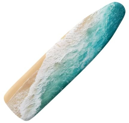 Copriasse da Stiro 110X35 Onde Bianche Verdi Copri Asse Da Stiro Resistente Al Calore Fino A 210℃,Adatto Alla Stiratura A Vapore - Imbottitura Extra Spessa + Elastico E Tenditori