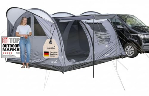 Skandika Esbjerg Travel 2 - Auvent pour Minibus/Minivan/Van/autoportant pour 2 Personnes - 335x320cm - Sable/Rouge