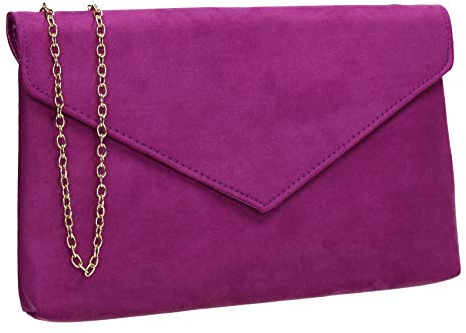 SwankySwans Rosa Faux Suede Slim Envelope Clutch Bag Purple