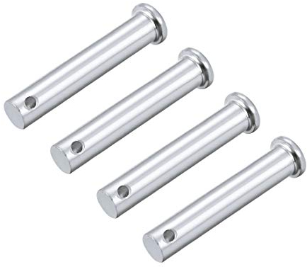 sourcing map 4 Stück Steckbolzen Flachkopf Einloch Gabelkopfstifte,10mm X 55mm Splintstift Verzinkung Massiver Stahl Lochbolzen