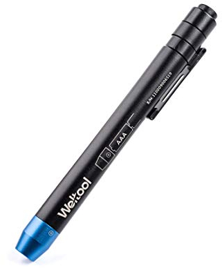 Weltool M6-BL Pen Light, LED and Xenon Dual Light Source Penlight with Clip for Close Inspection, Observation,2 AAA
