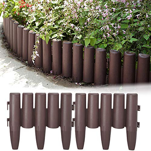 HENGMEI Bordure de Jardin délimitation de Plates-Bandes 5,6 m - 20 pièces Pelouse ou palissade Aménagement du Jardin, Aspect Bois - 28 cm x 24 cm (Chaque pièce)