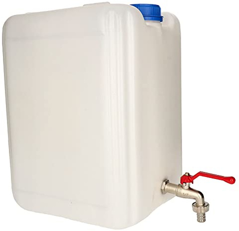 KOTARBAU® Recipiente de plástico para agua potable con grifo metálico de 20 l