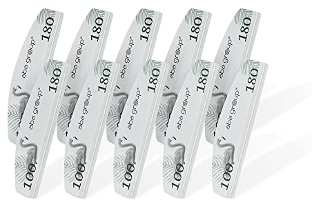 Aba Group Nagelpolierer Flamingo Set 10 Stück Halbmond 100/180,Polierblock, strapazierfähig, doppelseitiger Polierer, hergestellt in EU