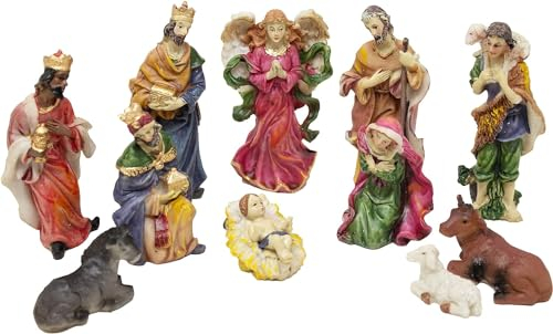 ToCi Krippenfiguren Set Weihnachten – 11-teiliges Krippenensemble bis 10 cm - im klassischen Design für Krippen Weihnachtsdeko