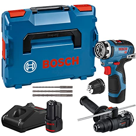 Bosch Professional 12V System Akku-Bohrschrauber GSR 12V-35 FC - FlexiClick System (inkl. 2x 3.0Ah Akku, Schnellladegerät GAL 12V-40, 2x FlexiClick Aufsätze, Zubehör-Set, L-BOXX) - Amazon Exclusive