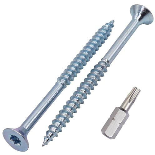 SKIR'CO (100 uds) Tornillos para madera de acero galvanizado 6,0 x 90 mm, Torx de cabeza avellanada, tornillos para aglomerado, parcialmente roscados