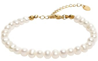 BERGERLIN Süßwasserperlen Fußkettchen Damen Herren, Silber/Gold | Fußkette Gold & Fußkette Damen: Perlen Fußkettchen mit echten Süßwasserperlen – vom deutschen Prüflabor bestätigt.