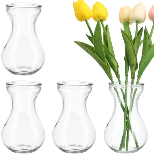 ABOOFAN Jarrón De Vidrio para Bulbos Jarrón De Flores Hidropónico Transparente Florero Decorativo para Casa Oficina Restaurante Y Centros De Mesa 4 Piezas