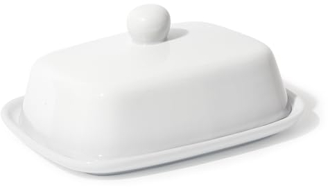 Theo&Cleo Burriera – Campana per burro di alta qualità in ceramica, per tutti i tipi di burro (250 g), in porcellana (bianco)