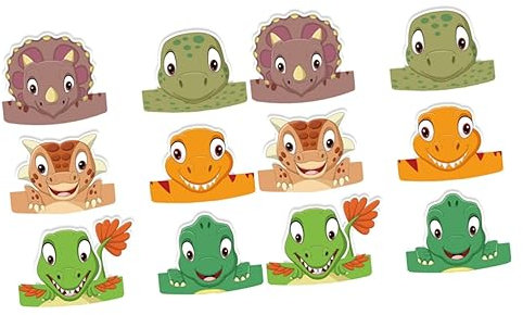 TOYANDONA 12stücke Dinosaurier Geburtstags-hüte Für Junge Mädchen Lustige Papierhüte Als Party-dekoration Und Fotorequisiten Leicht Und Verstellbar Für Unvergessliche Momente