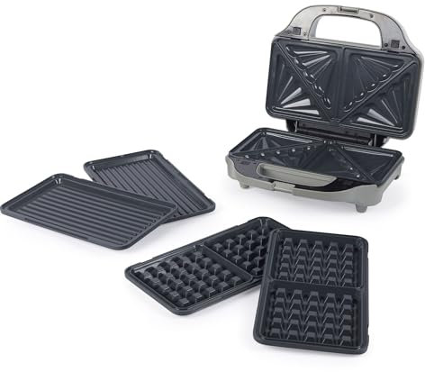 Salter Aspen XL 3-in-1 Snack Maker – Toasties, Waffles, Paninis, Deep Fill Plates, PFAS-Free Non-Stick Coating, Auto Temperature Control, Power/Ready Indicator Lights, Cool-Touch, 900W EK6341MMS