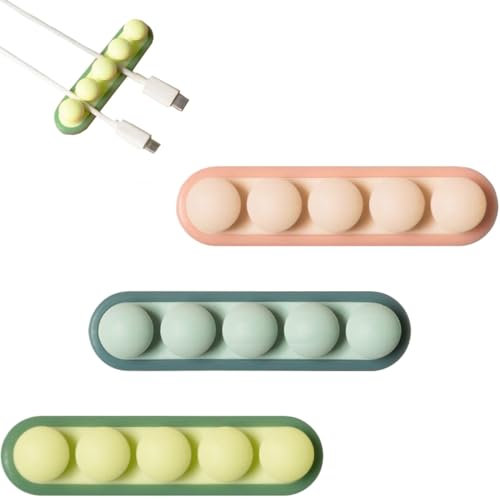 3 Pezzi Stile Pisello Fermacavi, organizer per cavi, sistema autoadesivo per organizzare i cavi, ideale per casa, ufficio, auto, comodino, accessori da scrivania, confezione