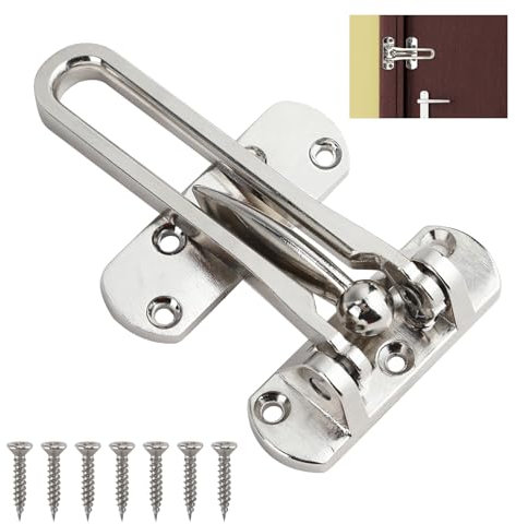 Door Chain Lock with Swing Bar Security for Front Door – Brushed Nickel Finish, Anti-Theft Zinc Alloy Door Guard, Easy Installation for Home and Hotel Wooden Doors