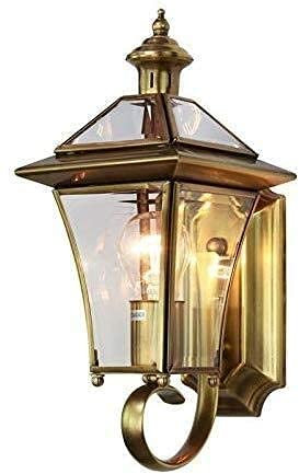 Luxury Brass Outdoor Wall Lantern E26 Waterproof Copper Garden Decoration Wall Light Terrace Patio Porch Sconces Copper Gold 18 * 37cm