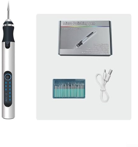 Kit de gravure complet avec stylo de chargement USB et divers forets (argent)