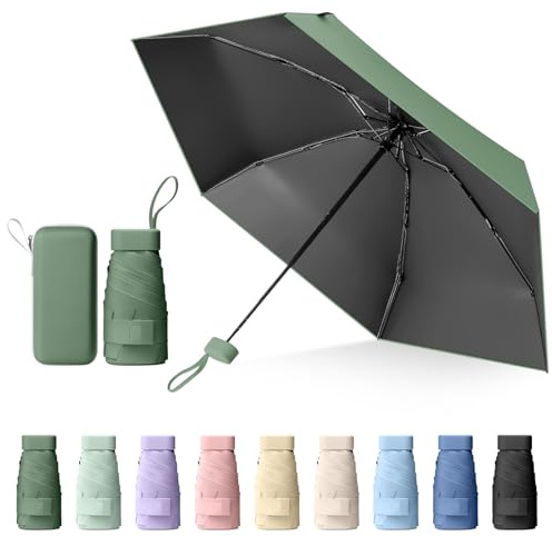 Sykrawki Mini Regenschirm, Reise-Regenschirm, Kleiner UV-Regenschirm, Winddichter Regenschirm Mit Kapselhülle, Tragbarer Taschenschirm Für Männer Und Frauen