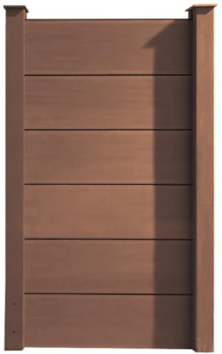 HORI WPC Sichtschutz-Anbauelement 85x180 cm - schmaler Windschutz für Gartenzaun XXL, Lamellenzaun Panel, Auswahl Konsole, wetterfest splitterfrei, 70% Holzfaser Aufschrauben Braun