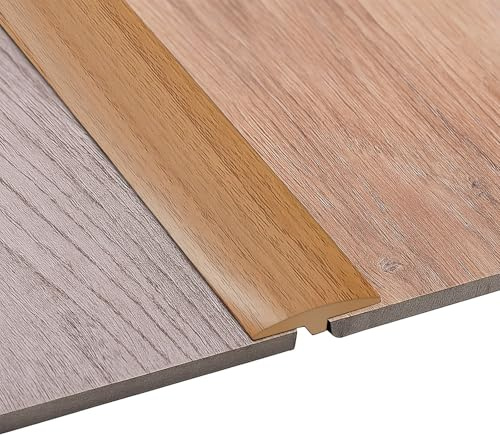 Perfil de transición autoadhesivo, perfil en T, 5 x 200 cm, flexible de PVC, para todo tipo de suelos, recortable e impermeable (grano de madera clara, 2 m)
