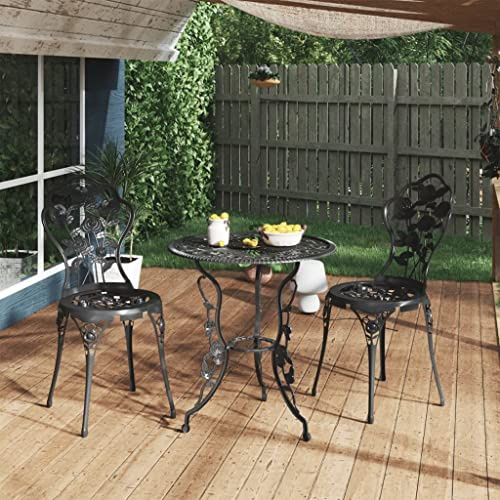 LLEZKBR Outdoor Möbel Sets - 3-teiliges Bistro-Set Aluguss schwarz