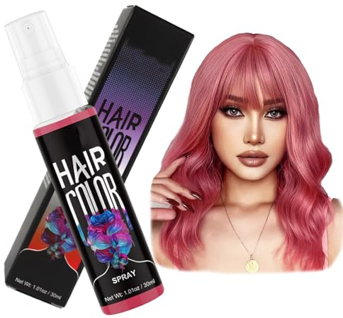 HERBINSOLS Temporary Pink Hair Dye - Washable Temporary Hair Colour Instant Styling for Kids Adults - Coloured Hair Spray for Party,Halloween, Birthdays,Cosplay,Christmas