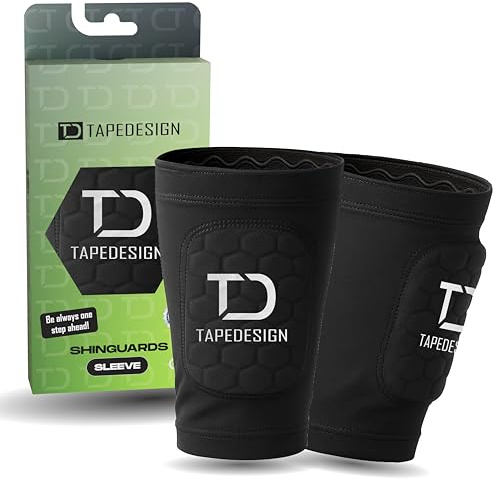 TAPEDESIGN – Schienbeinschoner Kinder, Herren & Frauen – 3in1 Sleeve mit integriertem Schutz – Ultraleicht & rutschfest – Fussball Zubehör – Schienbein Schoner – Trainingszubehör