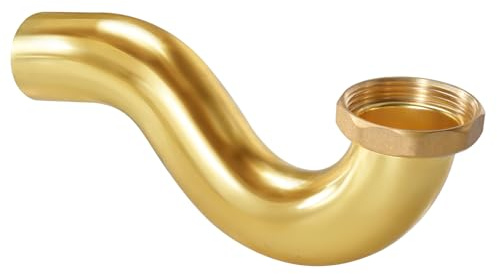 BOTEMY Brass P-Trap 1-1/2 Inch for Freestanding Bathtub, Solid Brass Drain Kit with Slip Joint, Brushed Gold Finish, P-Trap Kit Replacement for Freestanding Bathtub