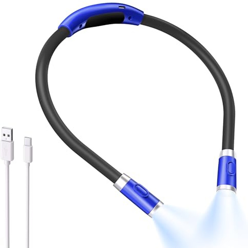 LUXJET Neck Reading Light & Book Lights - 3 Color & 6 Brightness, Flexible Arm, 80H Rechargeable - Christmas Gift White Elephant Gifts for Book Lovers