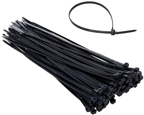 Lot de 200 serre-câbles noirs en nylon très résistants avec mécanisme autobloquant pour la gestion des fils, le jardin, la maison, le bureau et le bricolage - Attaches en plastique solide - 300 mm x