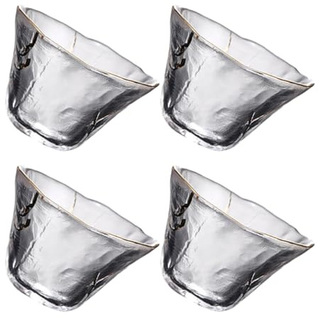 MOTHNUR Lot De 4 Tasses à Saké Japonaises 70 ML Verre Résistant à La Chaleur Bord Doré Usage Thé Spiritueux Maison