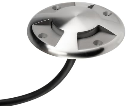 NIVISS Luminaire Encastré au Sol Carrossable Extérieur, Spot LED 5W, 230V, Blanc Chaud 3000K, 4 Faisceaux Lumineux, Acier Inoxydable, nDisc Standard