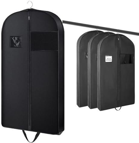 Kleidersack Reise-Kleidersack,Anzugtasche Atmungsaktiv,Kleidersack Anzug,KleiderhüLle Geeignet FüR Jacken,Hemden,Abendkleider,Schwarzer Mit ReißVerschlusstasche.