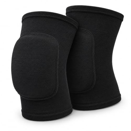 1 Paire Genouillère Sport, Genouillères Enfants Sport, Paire Antidérapante avec Mousse Haute Densité, Protection Genoux pour Danse, Volleyball, Basket, Football, Skateboard, Fitness, 25-45 kg, Noir