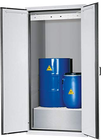 ASECOS Sicherheitsschrank XL90 RAL 7035 1xFB1xTS1xBW.G (St.bl.) zur Lagerung von entzündbaren Gefahrstoffen (in Großgebinden) in Arbeitsräumen