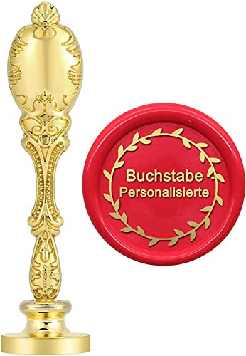 Mogokoyo Customized Kundenspezifische Gravur Wachs Siegelstempel Stempel mit Metall Griff Vintage Retro Siegel Personalisierte Segen Gold (Alphabet Kundenspezifische Gravur)
