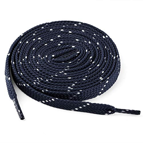 sourcing map 3 Pares Cordones planos de sarga de doble color para zapatillas de deporte Cordones gruesos de colores sólidos unisex Azul Marino Blanco 120 cm/47.2