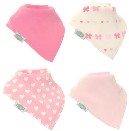 Ziggle - Bandana Dribble Bibs - Cotton Front Baby Bibs Newborn to 24 Months - Newborn Baby Gifts - Bibs For Comfortable Kids - Hearts & Bows