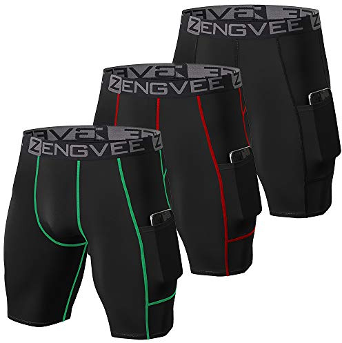 ZENGVEE 3 Piezas Mallas Hombre de Secado Rápido para Pantalon Corto Hombre Deporte para Gym, Yoga, Running(3Black-M)